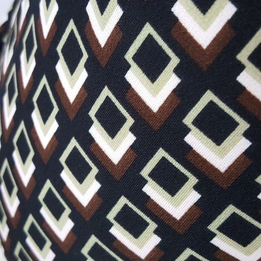 Tempted Y2K Geometric Print Halter Top Keyhole Open Back‎ Black Brown Green